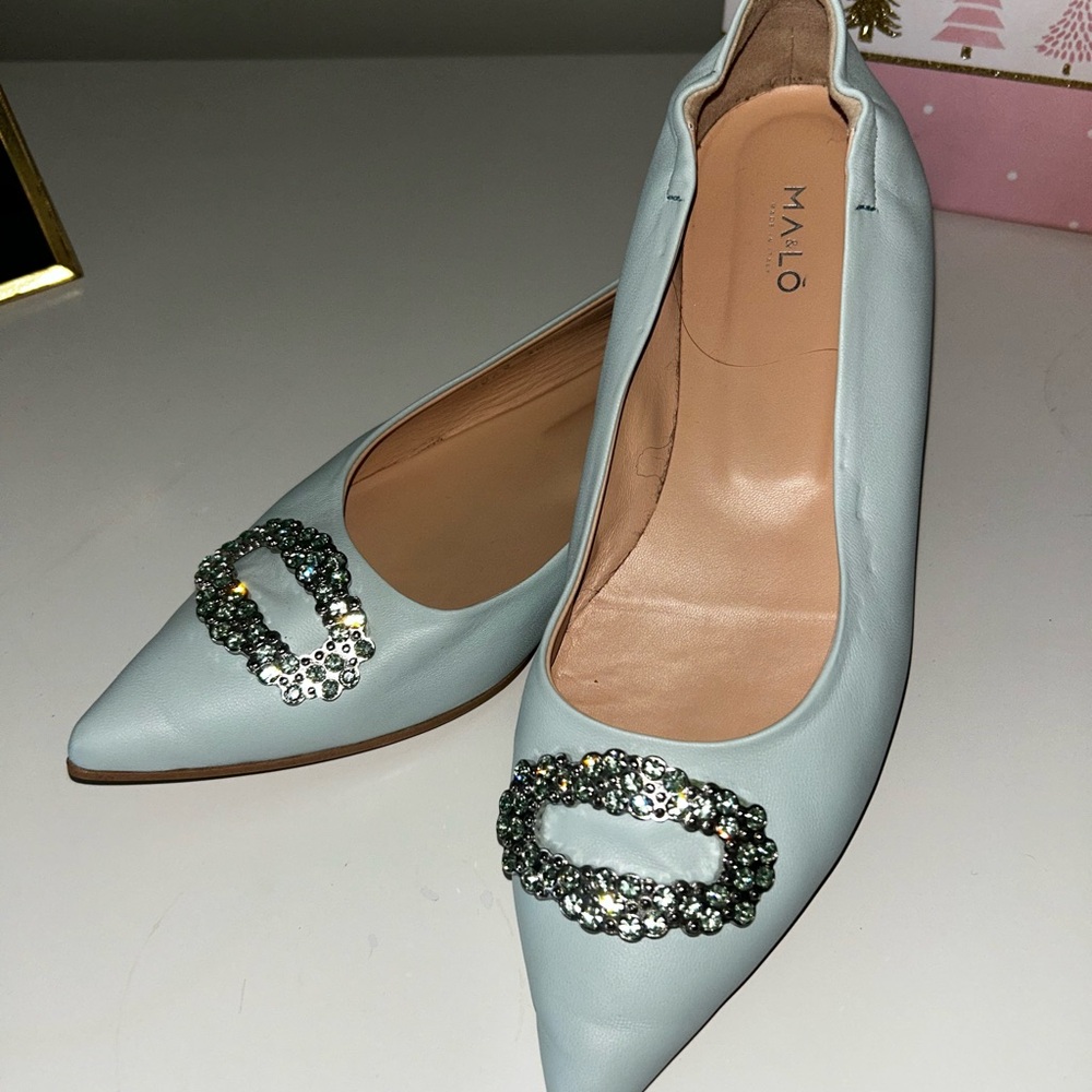Women's Blue Embellished Flats